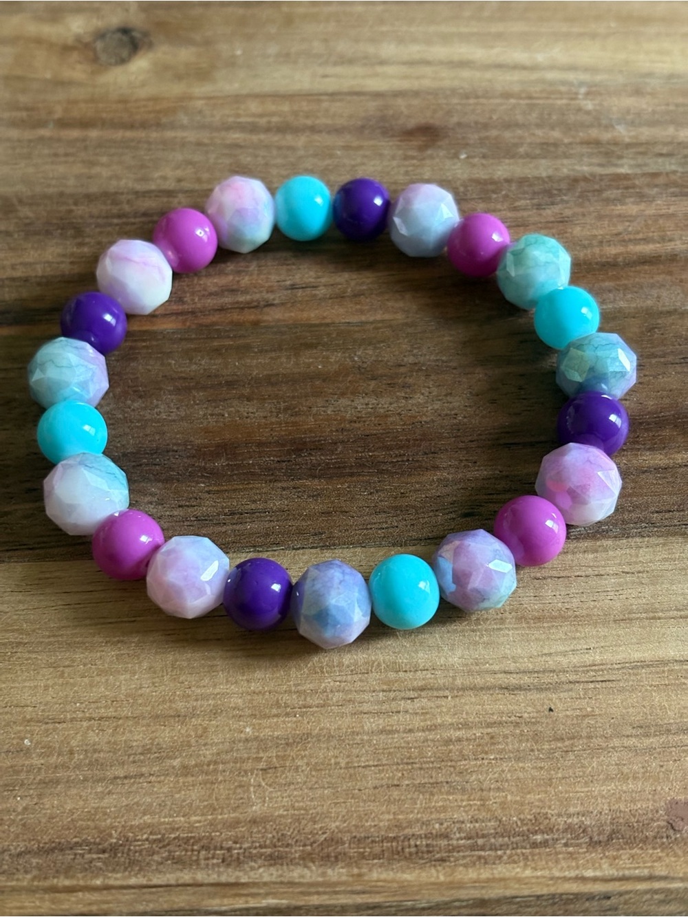 Handmade Colorful Faceted Beaded Stretch Bracelet